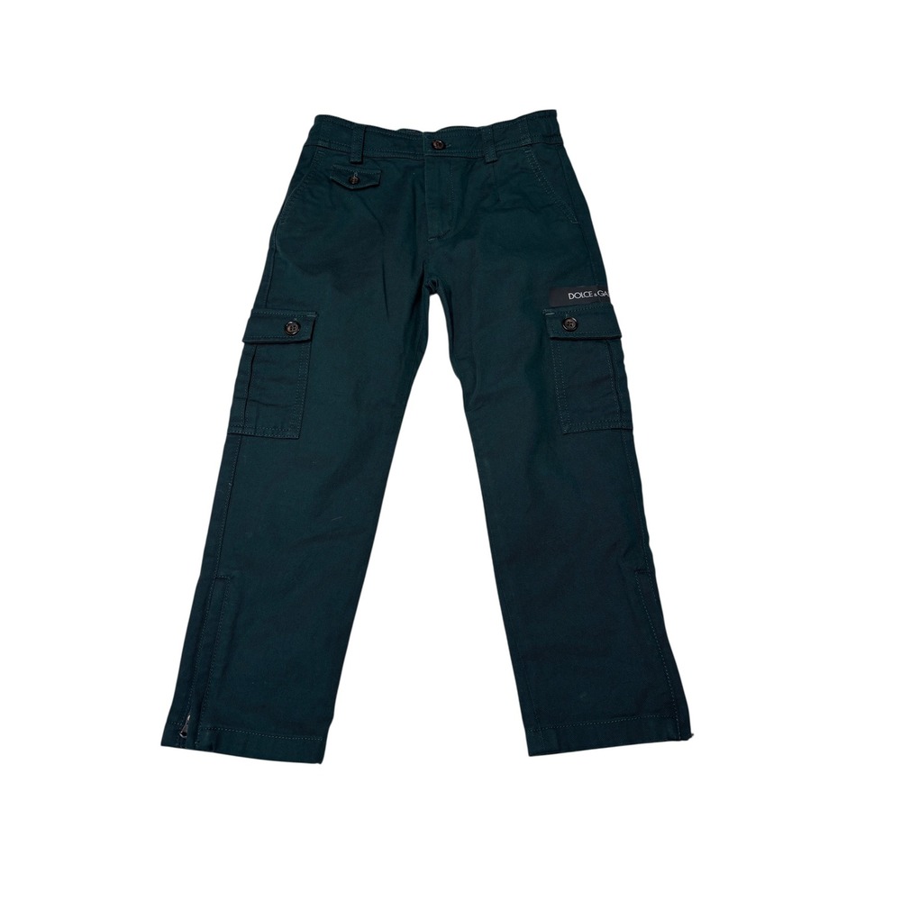 Dolce & Gabbana Kids Teal Green Cargo Pants Zipper Hem Size 6 W22 L18 L43P70